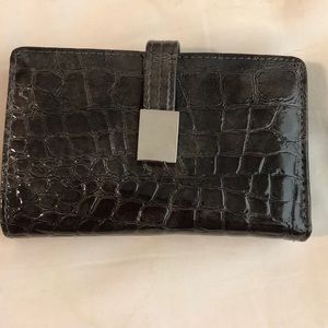 Gray patented leather wallet
